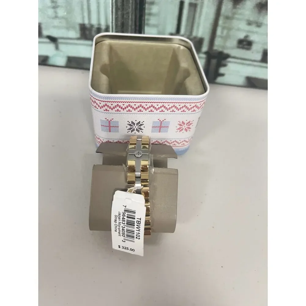 Tory Burch TBW1102 Ladies Two-Tone Rectangle Steel Watch 3ATM Dress Quartz